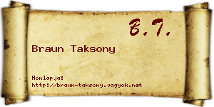 Braun Taksony névjegykártya